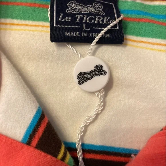 LE TIGRE I Polo Top Long Sleeve Large Striped NWOT - Picture 6 of 9
